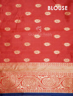 Thumbnail for Shades of Navy Blue Floral Designbanaras Semi Silk Saree By Gayathri Reddy Designer Studio - Distacart