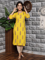Thumbnail for HERE&NOW Women Mustard Yellow Floral Mirror Work Floral Kurta - Distacart