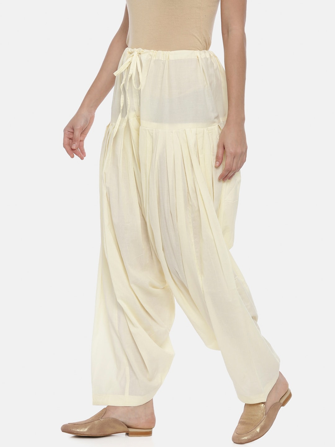 Souchii Cream-Coloured Solid Loose-Fit Patiala - Distacart