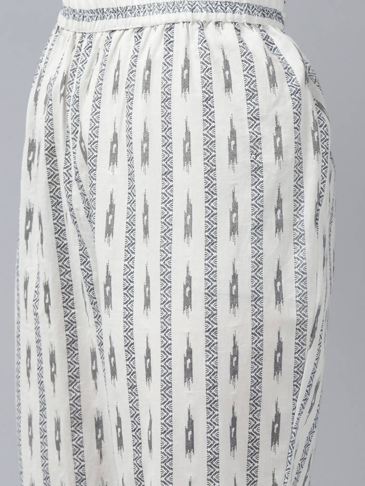 Yufta Women Black White Ethnic Motifs Pure Cotton Kurta with Palazzo and Dupatta