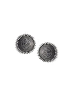 Thumbnail for Silver-Plated Alloy Antique Silver Round Earrings With Ring - The Pari - Distacart