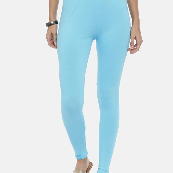 Souchii Light-Blue Solid Ankle-Length Leggings - Distacart
