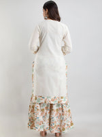 Thumbnail for Kalini Off White Floral Yoke Desig Mirror Work Pure Cotton Kurta & Sharara With Dupatta - Distacart