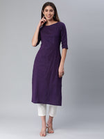 Thumbnail for Kalini Women Striped Boat Neck Straight Kurta - Distacart