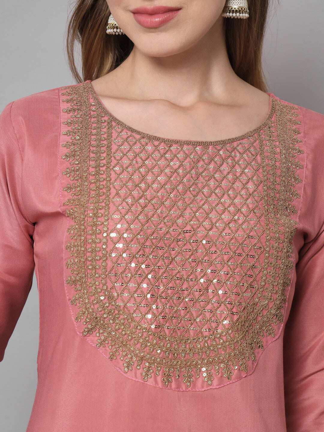 Kalini Ethnic Motifs Yoke Design Thread Work Kurta with Trousers & With Dupatta - Distacart