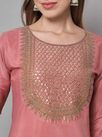 Thumbnail for Kalini Ethnic Motifs Yoke Design Thread Work Kurta with Trousers & With Dupatta - Distacart