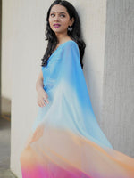Thumbnail for Kalini Colourblocked Poly Georgette Saree - Distacart