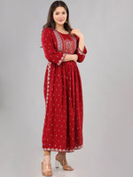 Thumbnail for Kalini Women Maroon Ethnic Motifs Kurta - Distacart