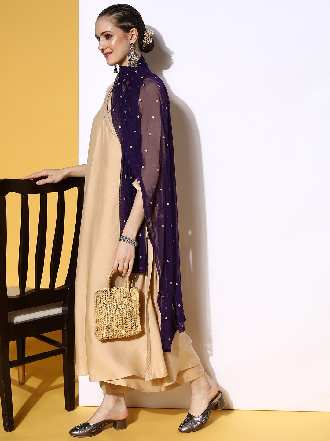HERE&NOW Women Solid Viscose Rayon Fluid Tie-Up Kurta Set - Distacart