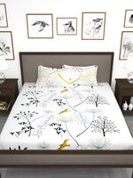 Thumbnail for Story@home White & Blue Floral King Bedsheet with 2 Pillow Covers - Distacart