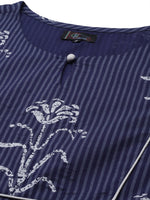 Thumbnail for Kalini Women Navy Blue & White Ethnic Motifs Printed Kurta with Trousers - Distacart