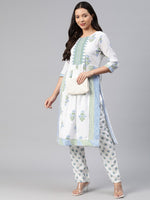Thumbnail for Kalini Women Floral Printed Regular Kurta with Trousers - Distacart
