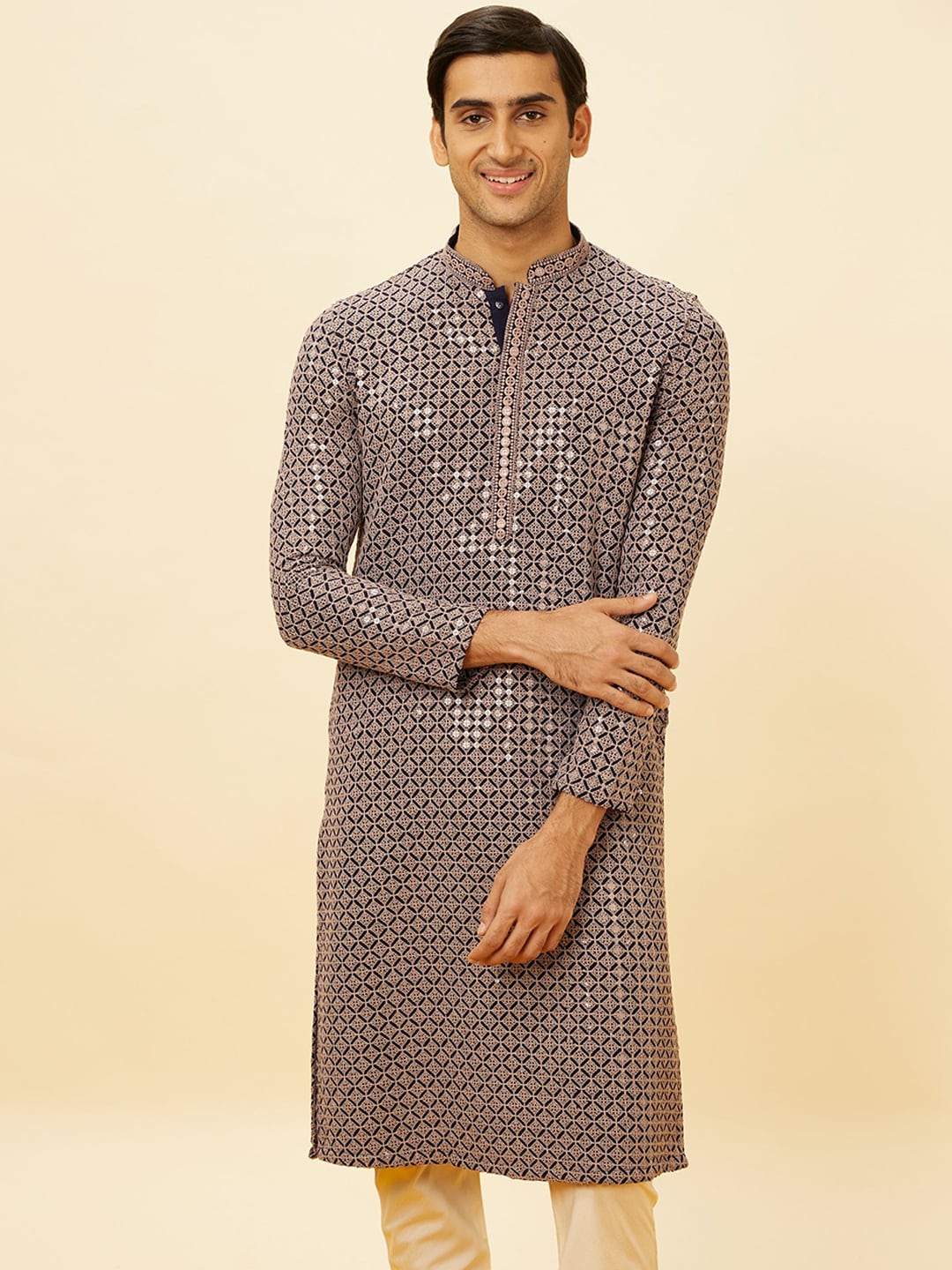 Manyavar Ethnic Motifs Embroidered Sequinned Kurta With Churidar - Distacart