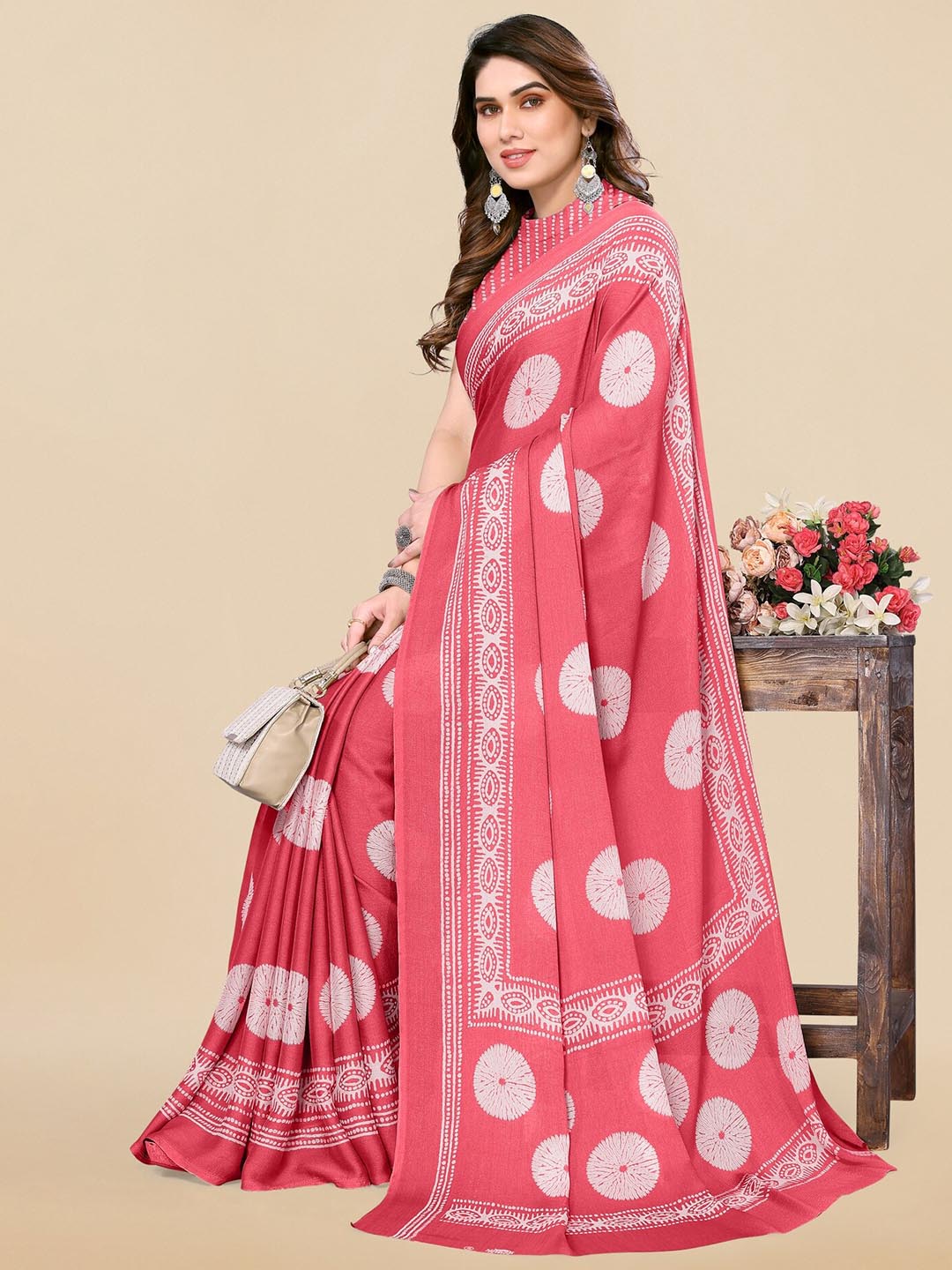 Kalini Batik Chiffon Block Print Saree - Distacart