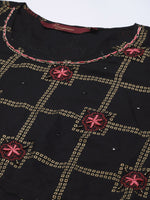 Thumbnail for Sangria Women Black Checked Viscose Rayon Anarkali Kurta - Distacart
