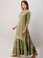 Thumbnail for Kalini Women Green Kurta with Sharara - Distacart