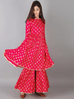 Thumbnail for Kalini Women Pink Ethnic Motifs Printed Panelled Kurta with Sharara - Distacart