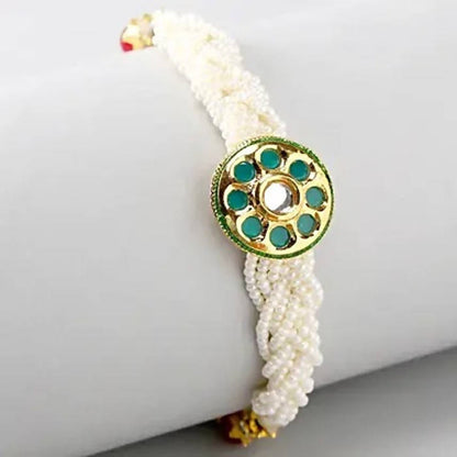 Traditional Kundan Rakhi With Wallet And Kitkat