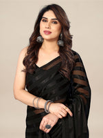 Thumbnail for Kalini Striped Satin Belted Saree - Distacart