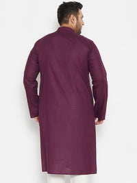 Thumbnail for Vastramay Men Plus Size Purple Solid Cotton Kurta - Distacart