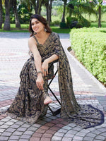 Thumbnail for Kalini Women Navy Blue & Beige Floral Saree - Distacart