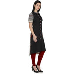 Thumbnail for Kanoor Women's Black Straight Collar neck kurti