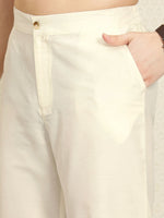 Thumbnail for House of Pataudi Men Jashn Embroidered Sequinned Pure Cotton Kurta with Trousers - Distacart