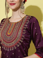 Thumbnail for Kalini Ethnic Motifs Yoke Design Regular Thread Work Kurta with Trousers & With Dupatta - Distacart