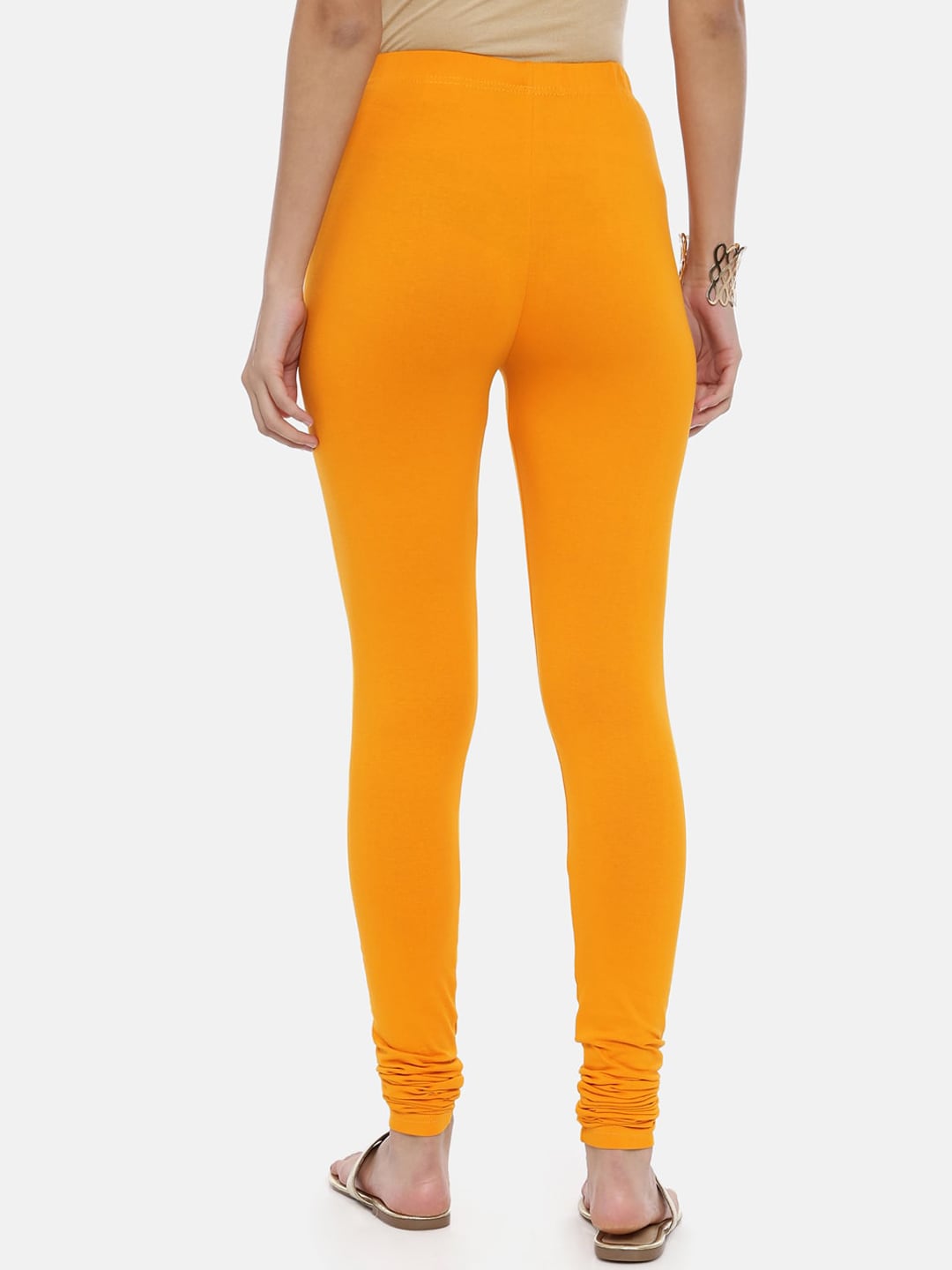 Souchii Mustard Yellow Solid Slim-Fit Churidar-Length Leggings - Distacart