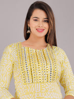 Thumbnail for Kalini Ethnic Motifs Printed Mirror Work Pure Cotton Kurta with Trousers - Distacart