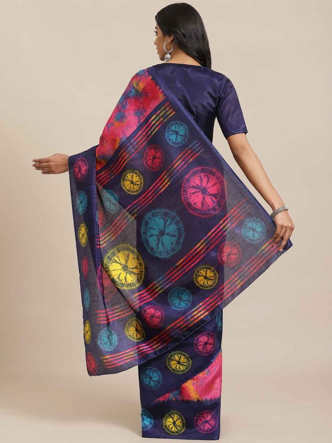 Saree Mall Pink & Blue Dyed Saree - Distacart