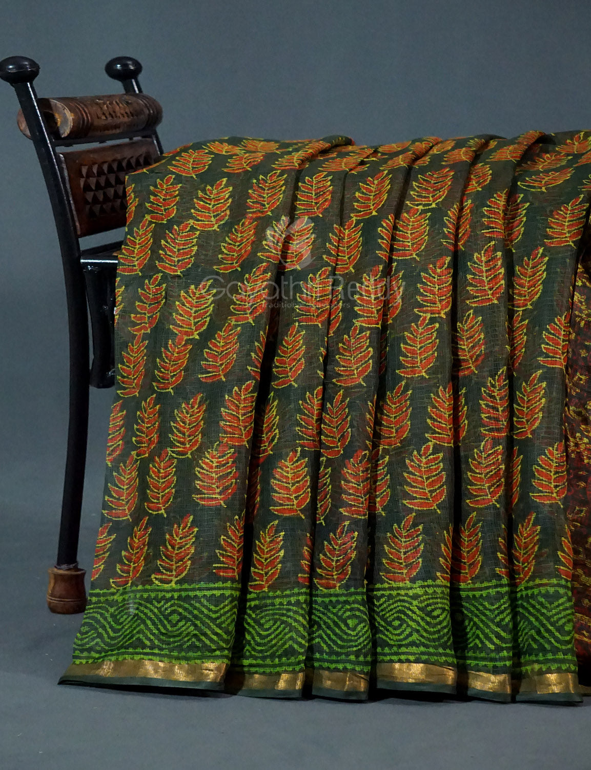 Combo of Green, Red And Yellow Colour Block Print Pure Kota Doria Printed Saree By Gayathri Reddy Designer Studio - Distacart