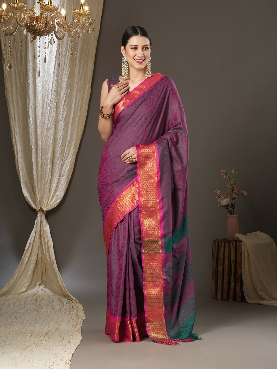 Saree Mall Woven Design Zari Festive Sarees - Distacart