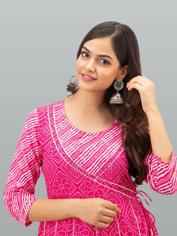 Kalini Women Pink Ethnic Motifs Print Anarkali Kurta - Distacart