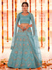 Myra Turquoise Organza Embroidered Designer Lehenga - Distacart