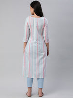 Thumbnail for Kalini Women Striped Pure Cotton Kurta With Trousers - Distacart