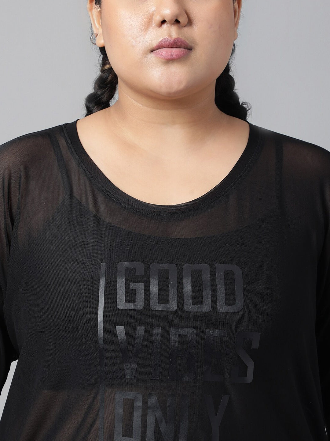 MKH Plus Size Typography Printed Drop-Shoulder Sleeves Dri-FIT Relaxed Fit Sports T-shirt - Distacart