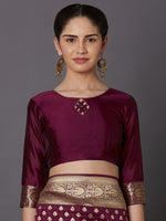 Thumbnail for Mitera Magenta & Gold-Toned Silk Blend Woven Design Kanjeevaram Saree - Distacart