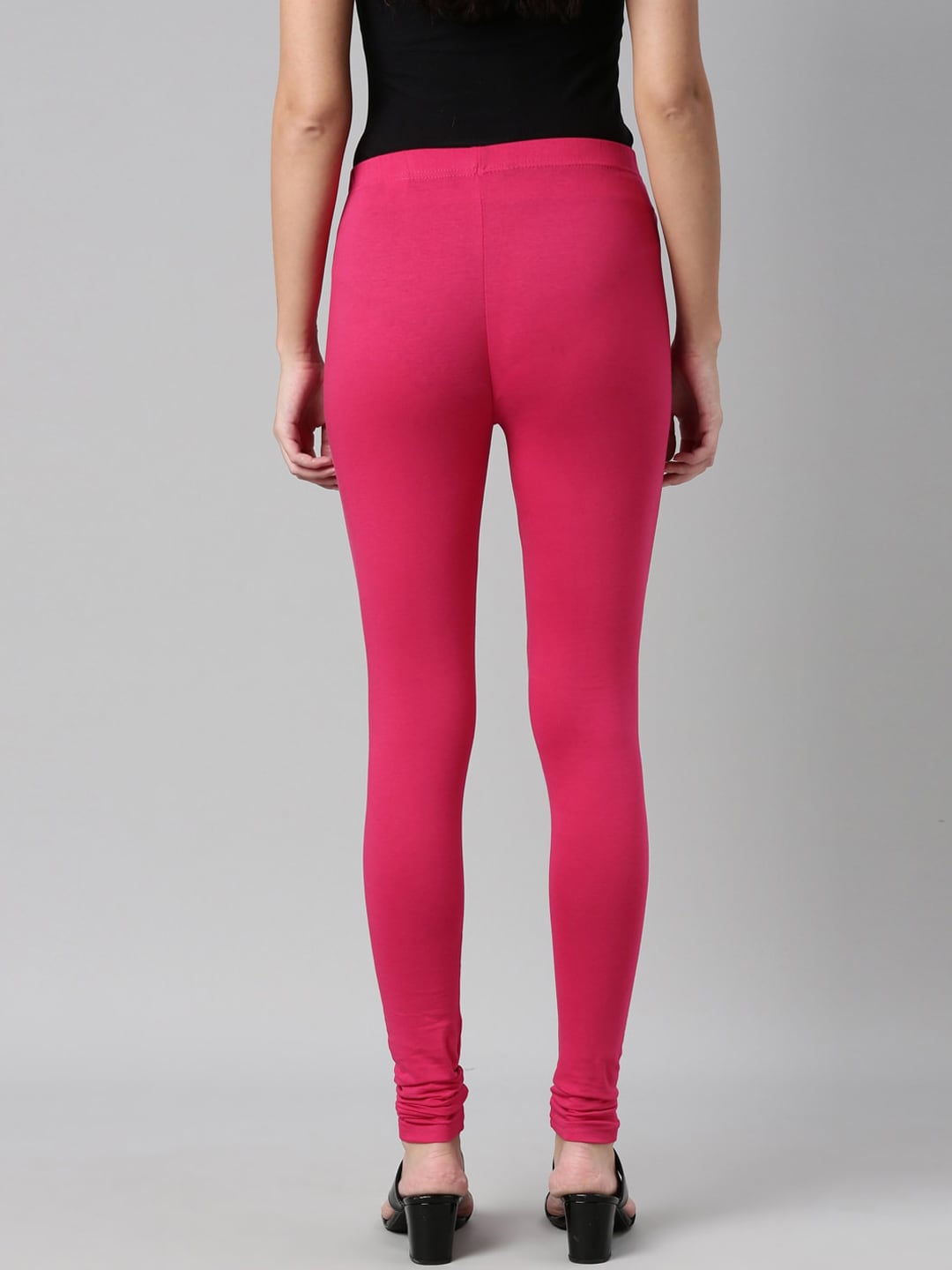 Souchii Magenta Pink Solid Churidar-Length Slim-Fit Leggings - Distacart