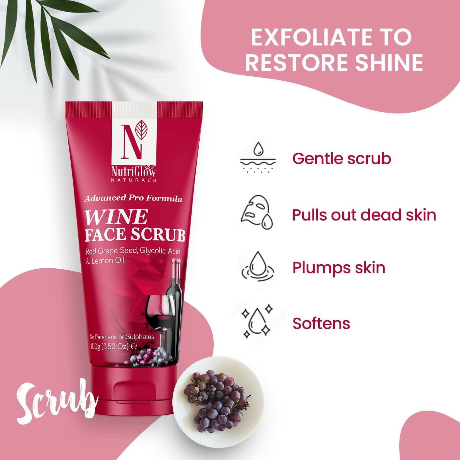 NutriGlow NATURAL'S Advanced Pro Formula Wine Face Scrub - Distacart