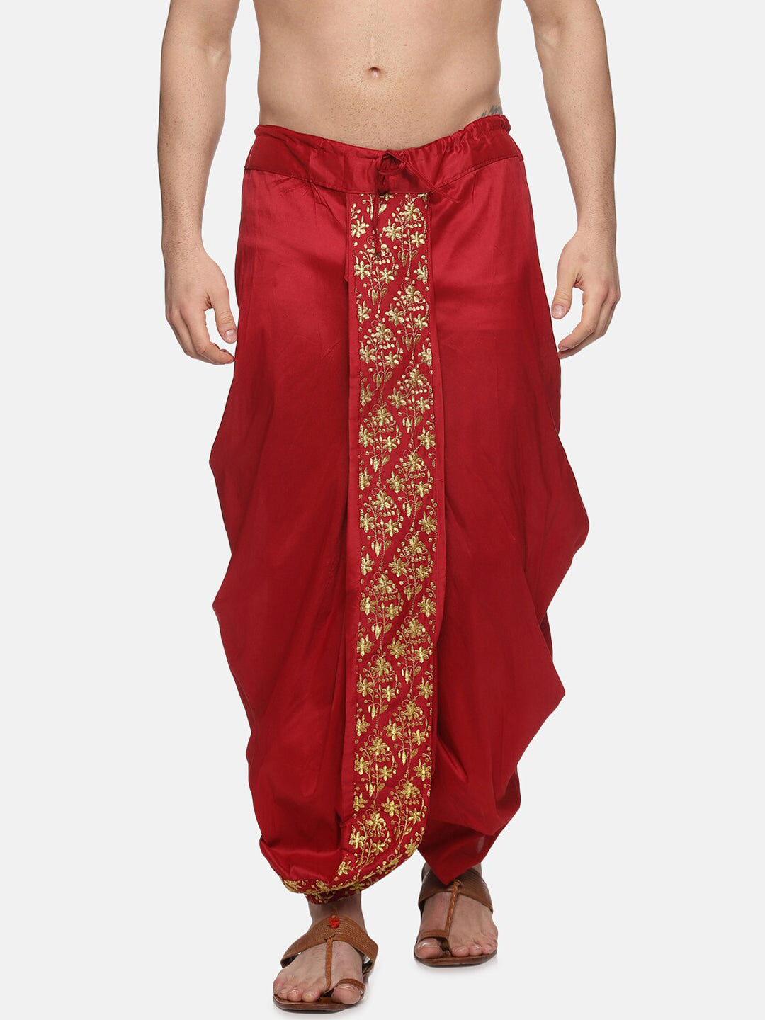 Sethukrishna Men Maroon Embroidered Dhoti Pant - Distacart