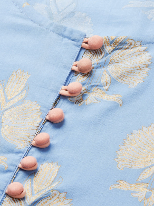 Kalini Women Blue Ethnic Motifs Printed Pure Cotton Kurta - Distacart