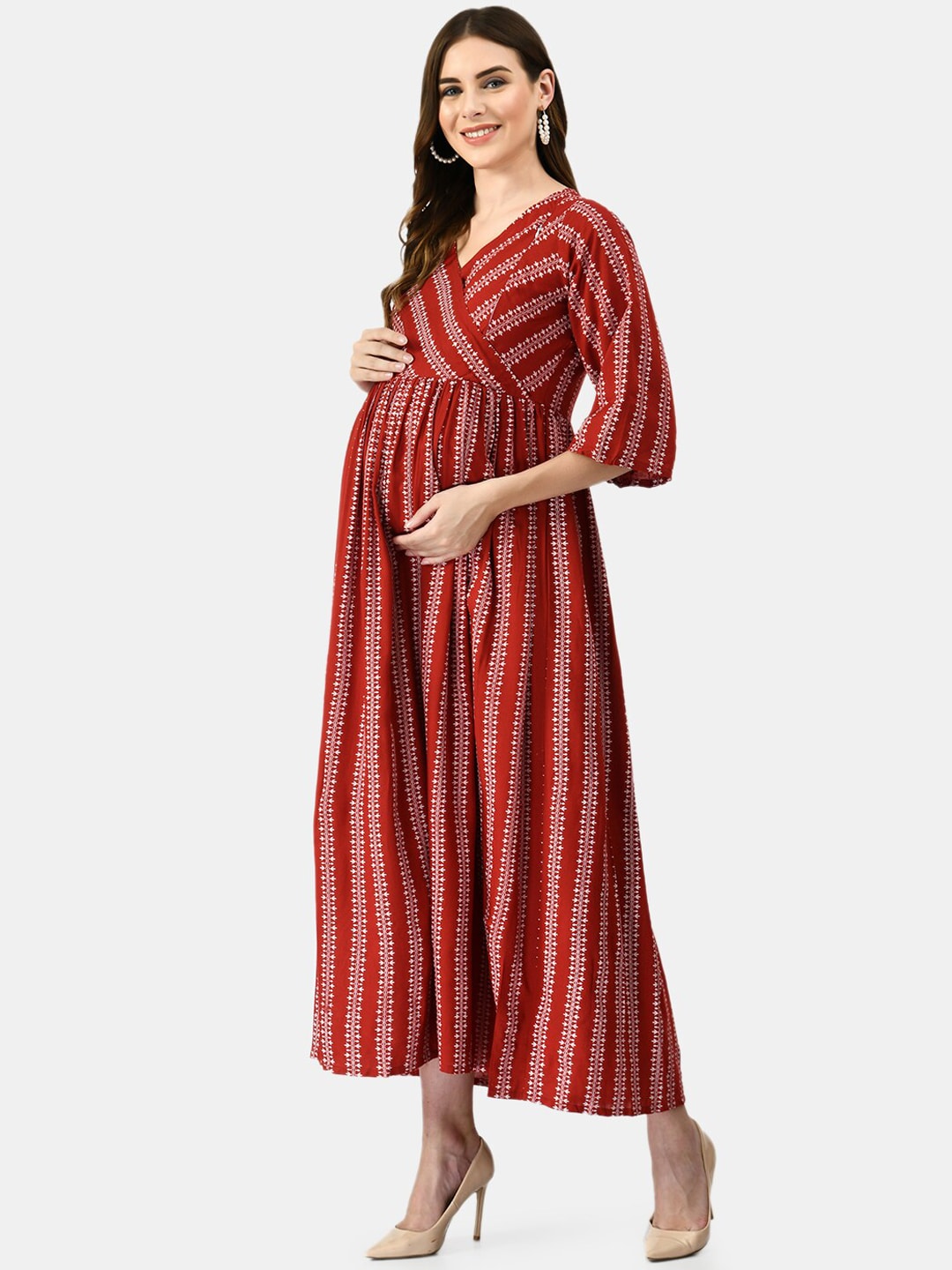 Kalini Ethnic Motifs Flared Sleeves Maternity Anarkali Kurta - Distacart