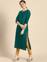 Thumbnail for Janasya Green Regular Kurta with Trousers - Distacart