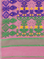 Thumbnail for Kalini Pink & Purple Ethnic Motifs Silk Cotton Jamdani Saree - Distacart