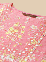 Thumbnail for Sangria Floral Printed Pure-Cotton Straight Kurta With Trouser & Dupatta - Distacart