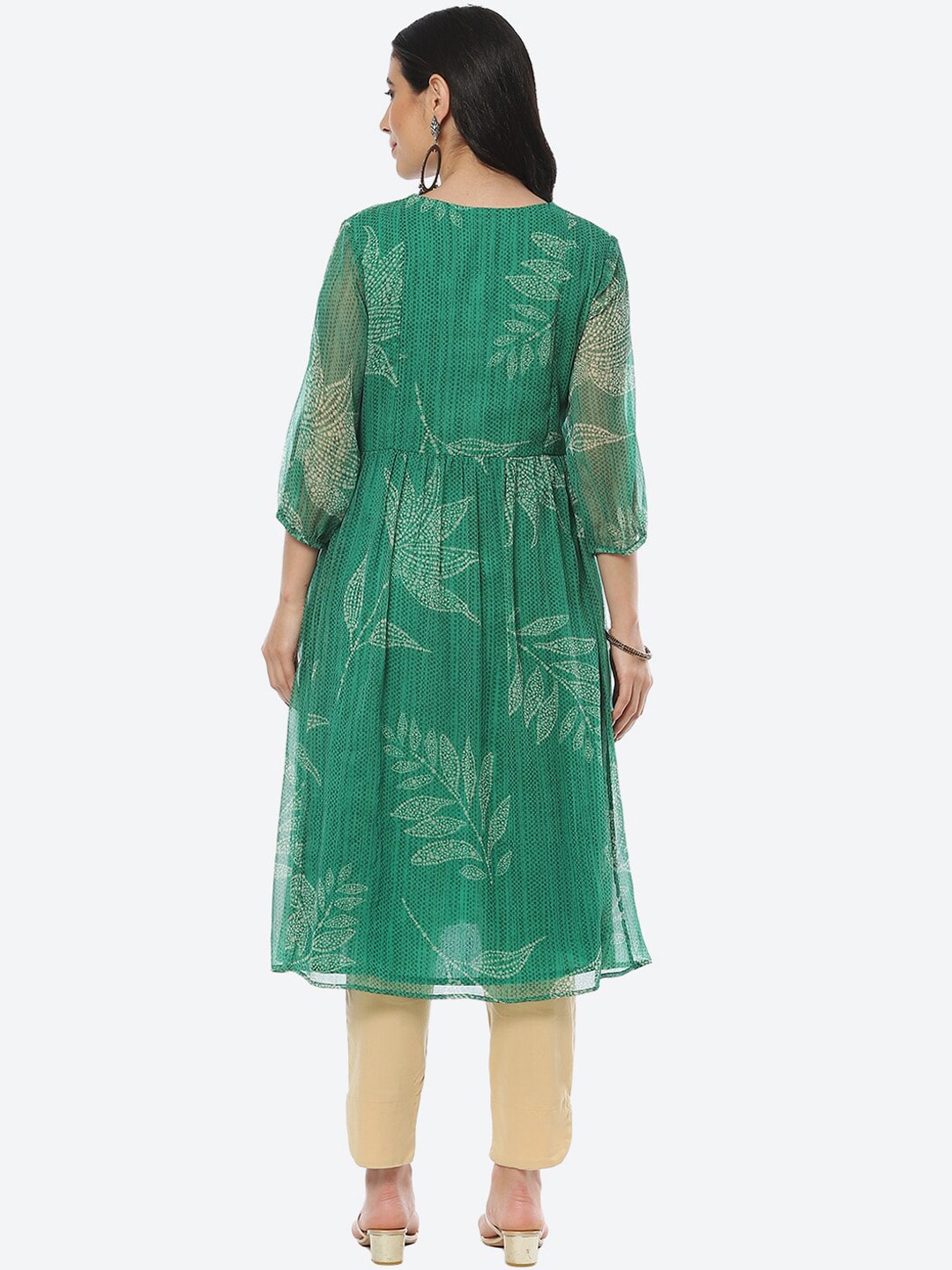 Biba Women Floral Printed Mirror Work Anarkali Kurta - Distacart