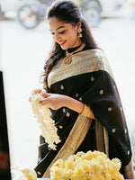 Thumbnail for Kalini Ethnic Motifs Woven Design Zari Silk Blend Kanjeevaram Saree - Distacart