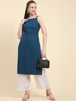 Thumbnail for Kalini Floral Embroidered Chikankari Georgette Kurta - Distacart