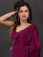 Thumbnail for Koskii Embellished Stones Work Poly Crepe Saree With Blouse Piece - Distacart